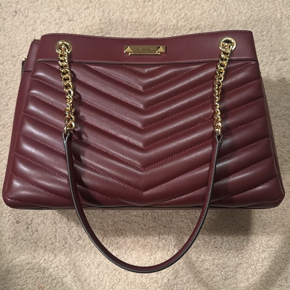 MICHAEL KORS Whitney Medium Quilted Chain Tote Shoulder Bag in Oxblood - Picture 12 of 17
